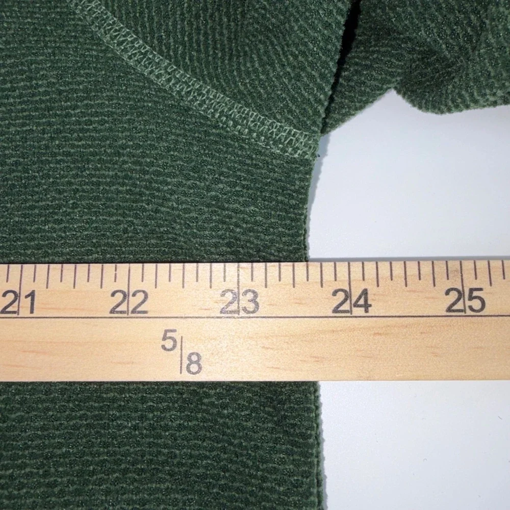 The North Face Mens XL Green Waffle Knit Quarter Zip Fleece Pullover Sweater